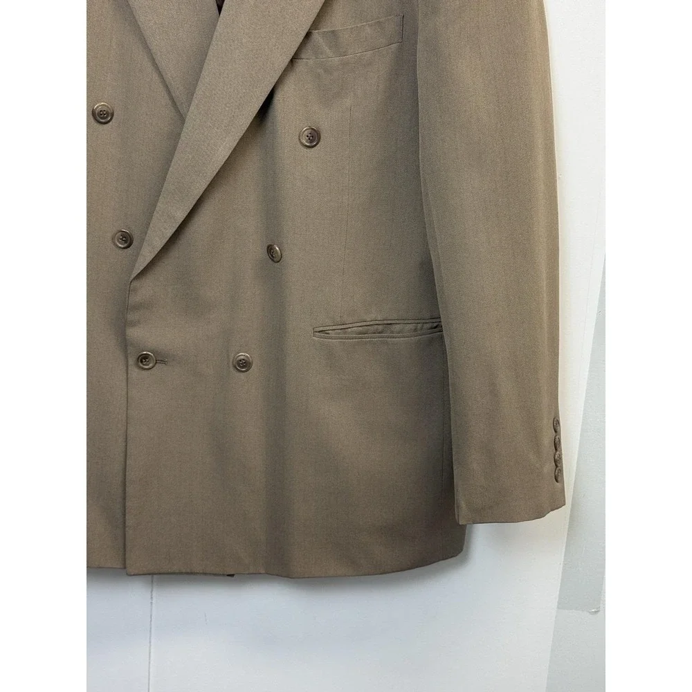 Bonelli Double Breasted Jacket Mens 44R Blazer Brown‎ Peak Collar Pinpoint
